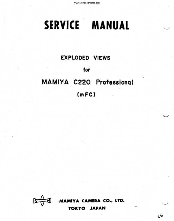 Mamiya C220 technical manual preview