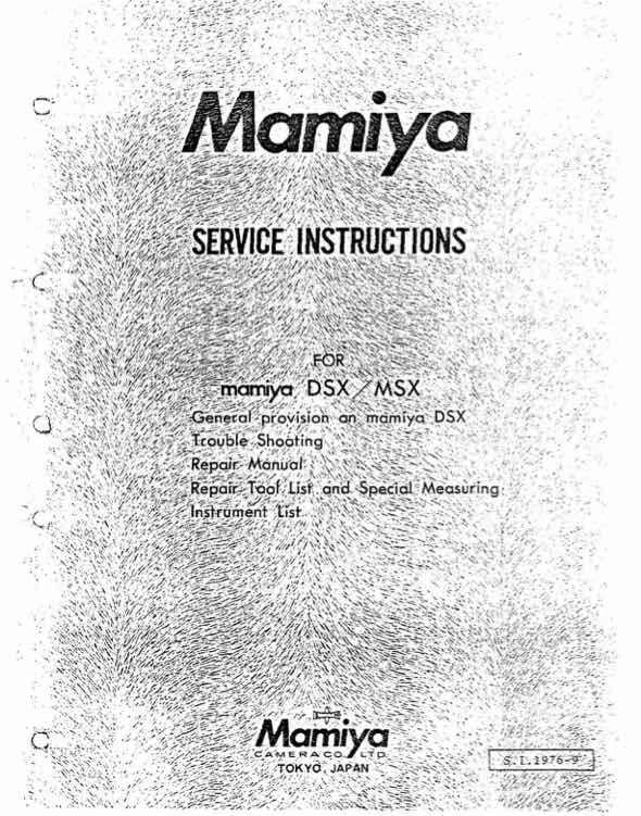 Mamiya MSX and DSX technical manual preview