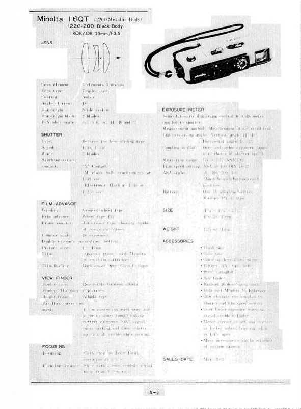 Minolta 16 technical manual preview