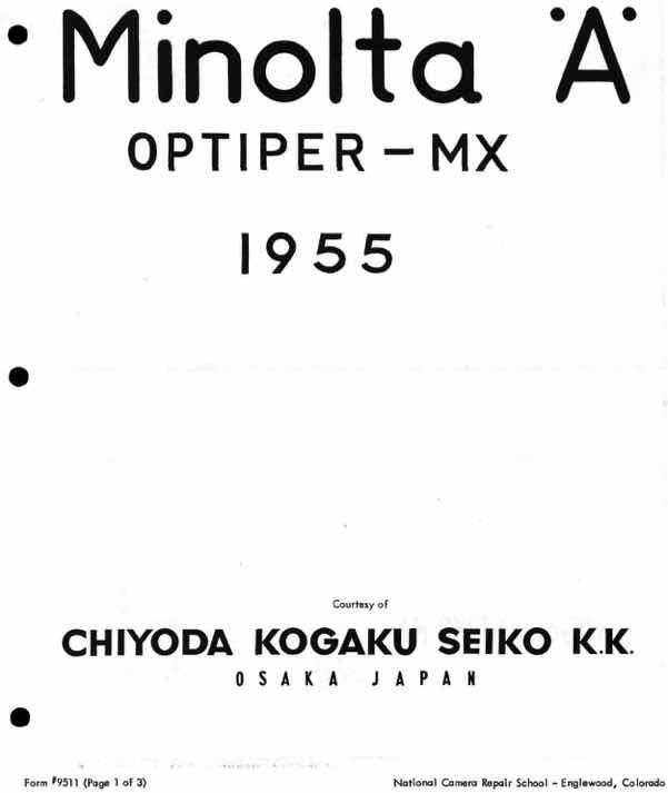 Minolta A technical manual preview