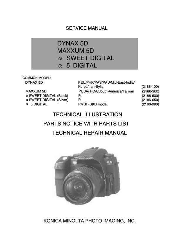 Minolta Dynax technical manual preview