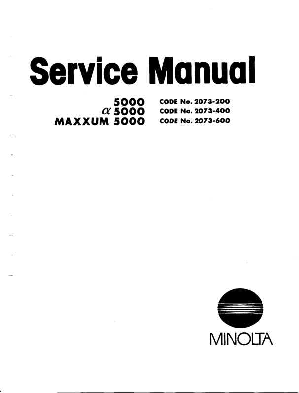Minolta Maxxum technical manual preview