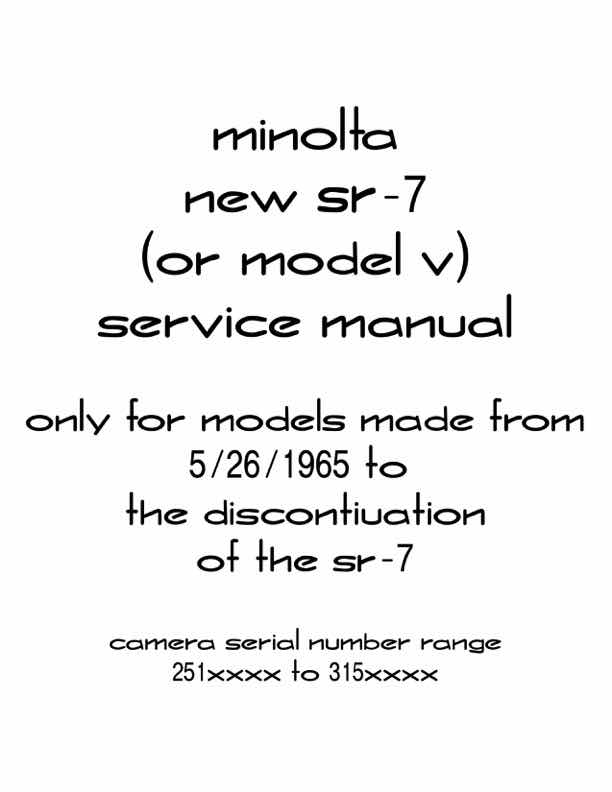 Minolta SR technical manual preview
