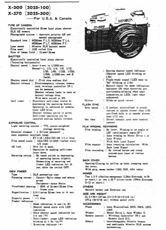 Minolta X370 technical manual preview