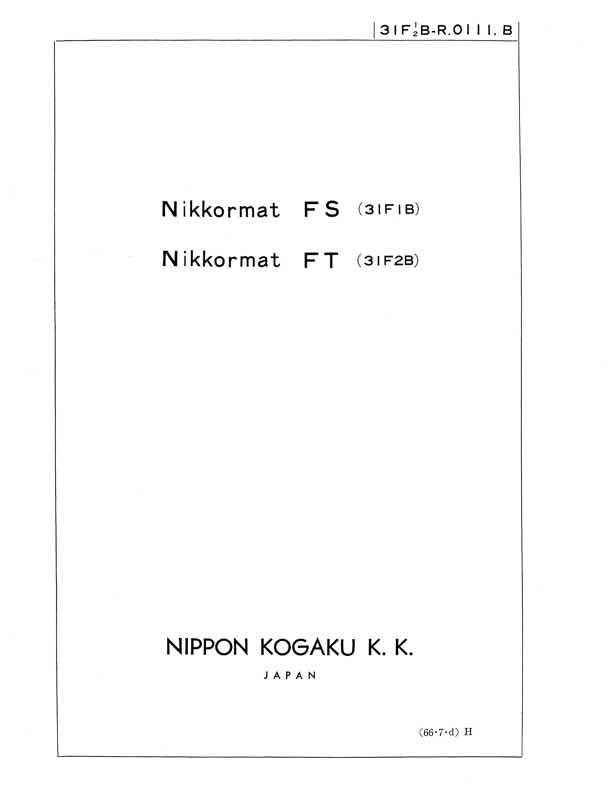 Nikkormat FS and FT technical manual preview