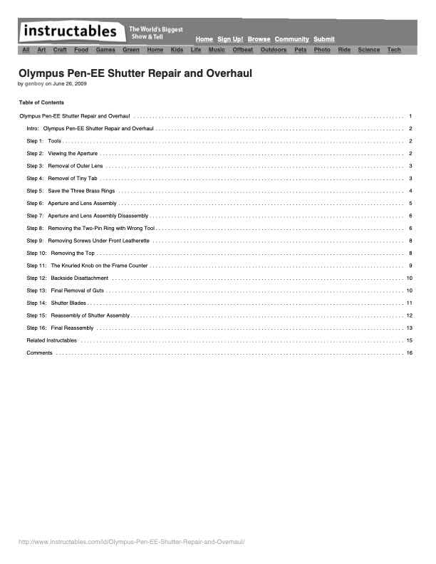 Olympus EE technical manual preview