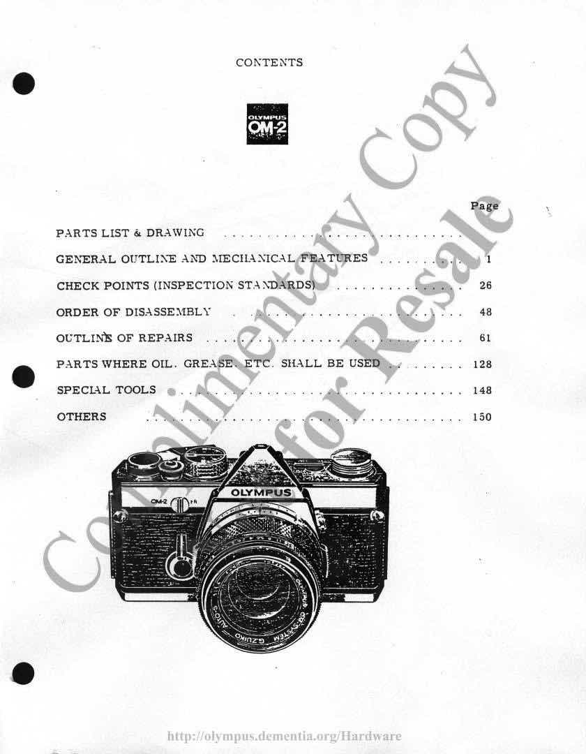 Olympus OM-2 technical manual preview