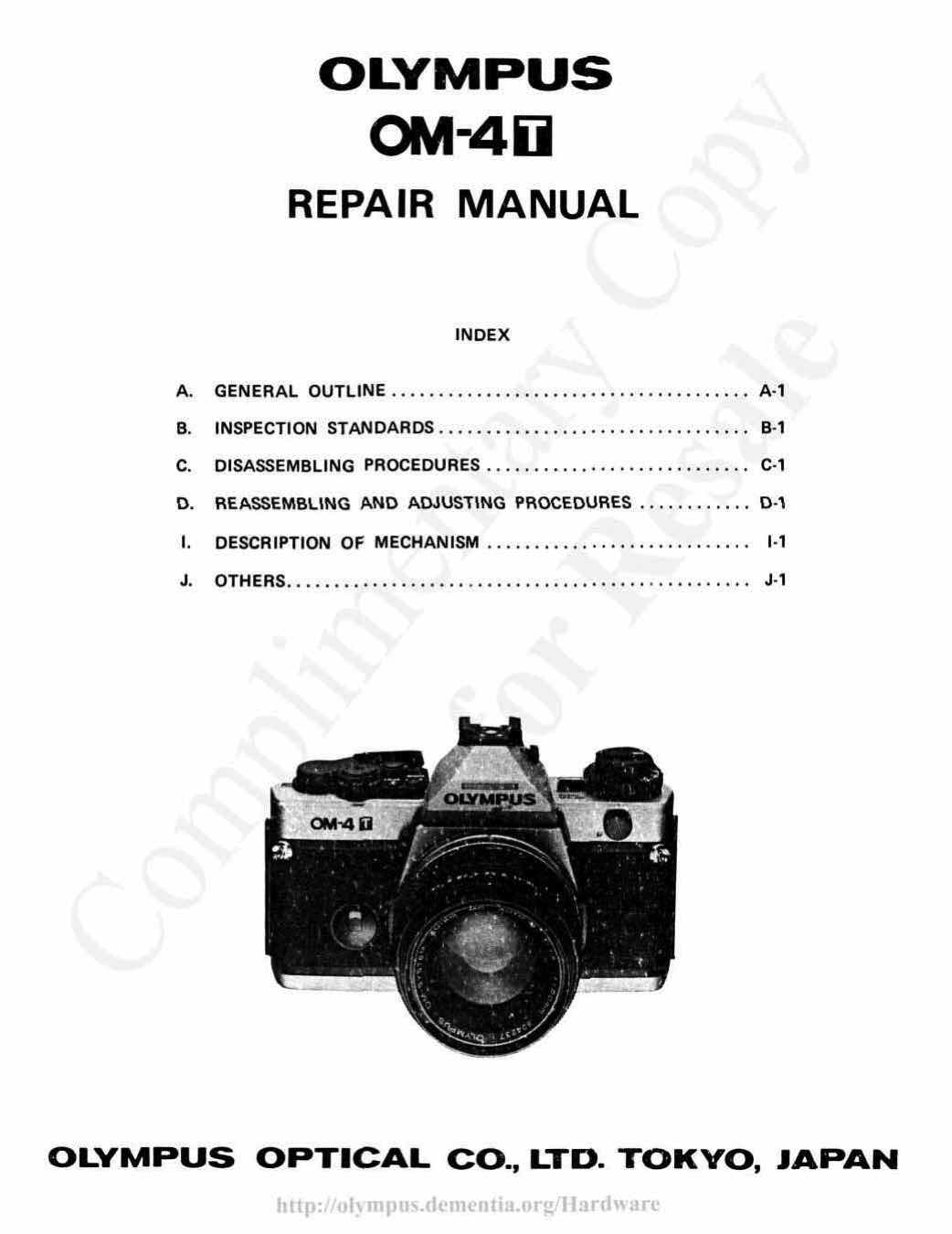 Olympus OM-4Ti technical manual preview