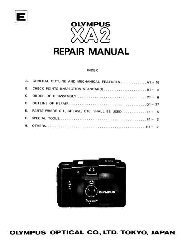 Olympus XA-2 technical manual preview