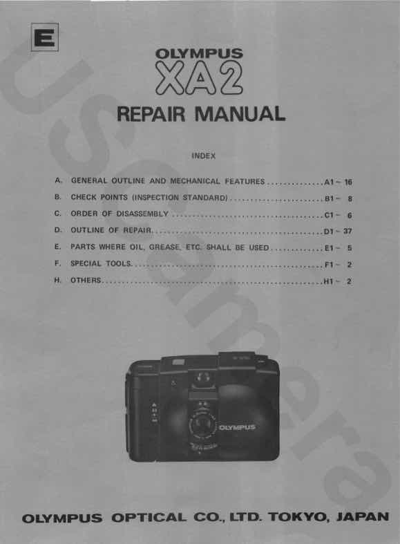 Olympus XA-2 technical manual preview