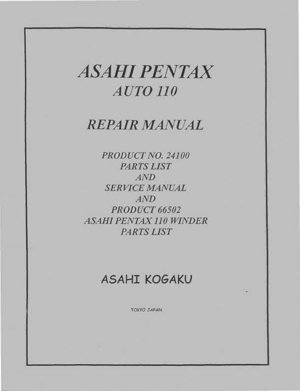 Pentax 110 technical manual preview