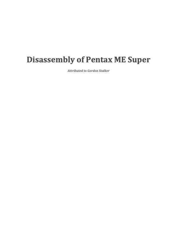 Pentax ME technical manual preview