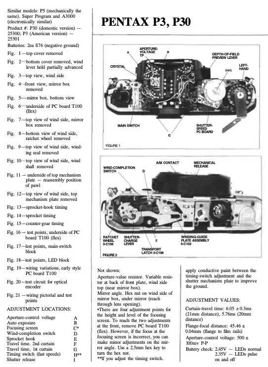 Pentax P30 technical manual preview