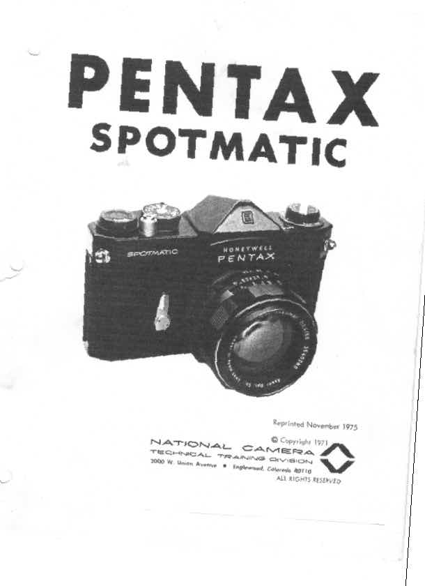 Pentax Spotmatic technical manual preview