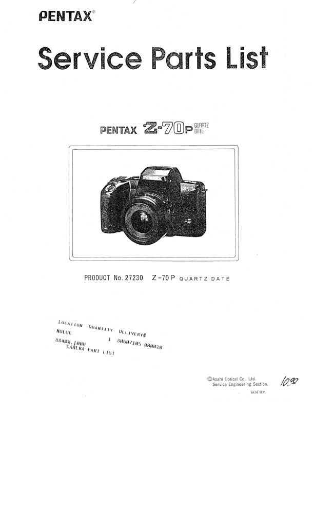 Pentax Z70 technical manual preview