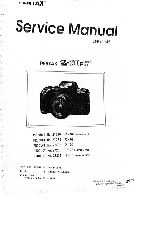 Pentax Z70 technical manual preview