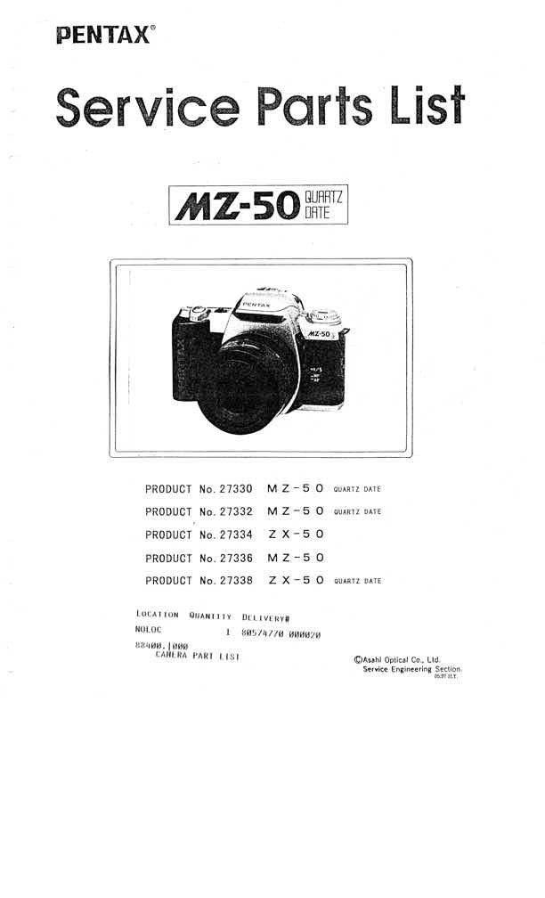 Pentax ZX technical manual preview