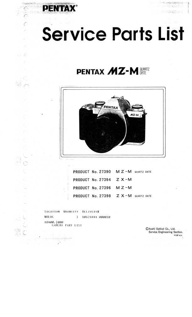 Pentax ZX technical manual preview