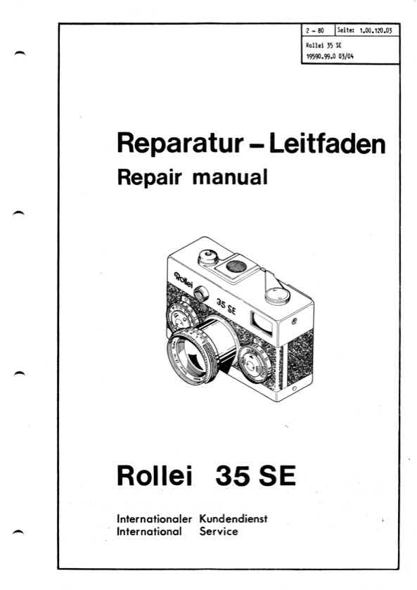 Rollei 35 technical manual preview
