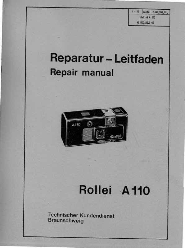 Rollei A110 technical manual preview