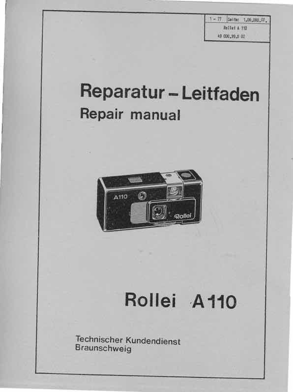 Rollei A110 technical manual preview