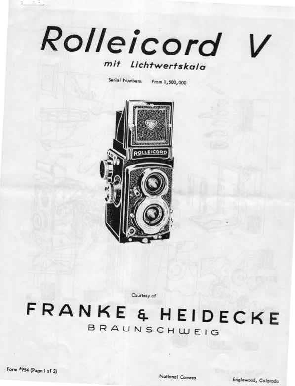 Rollei Rolleicord technical manual preview