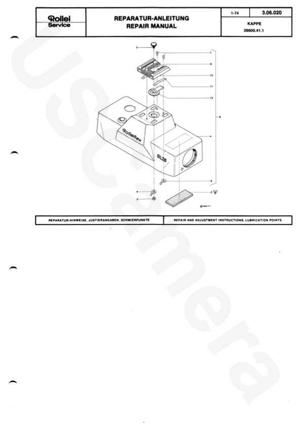 Rollei SL-26 technical manual preview