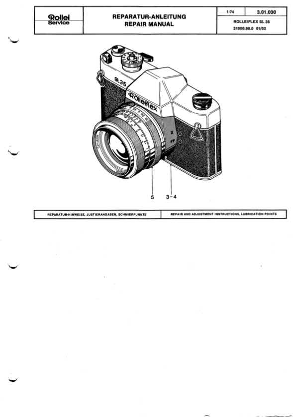 Rollei SL-35 technical manual preview