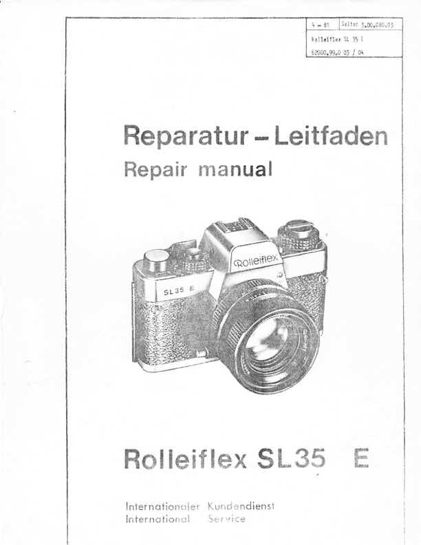 Rollei SL-35 technical manual preview