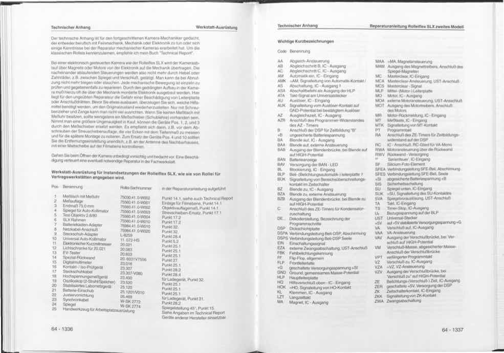 Rollei SLX technical manual preview