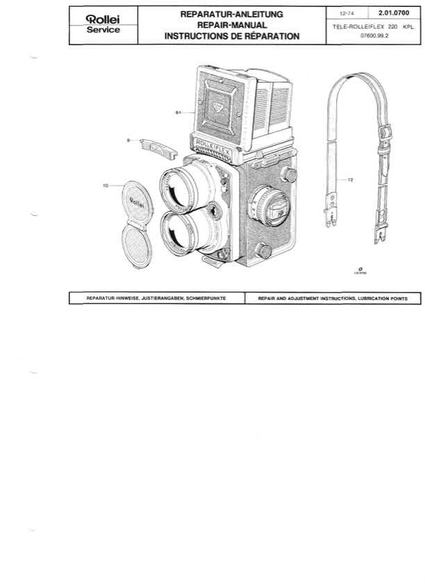 Rollei Tele Rolleiflex technical manual preview