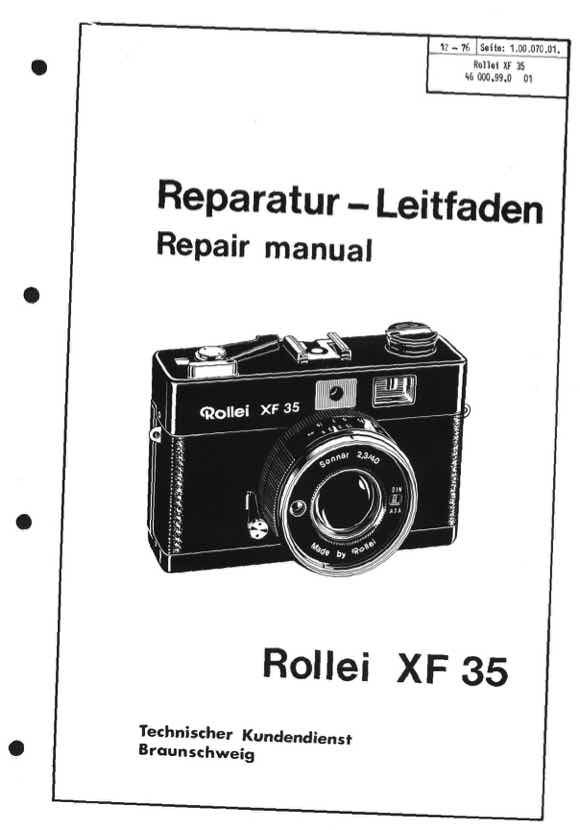 Rollei XF-35 technical manual preview