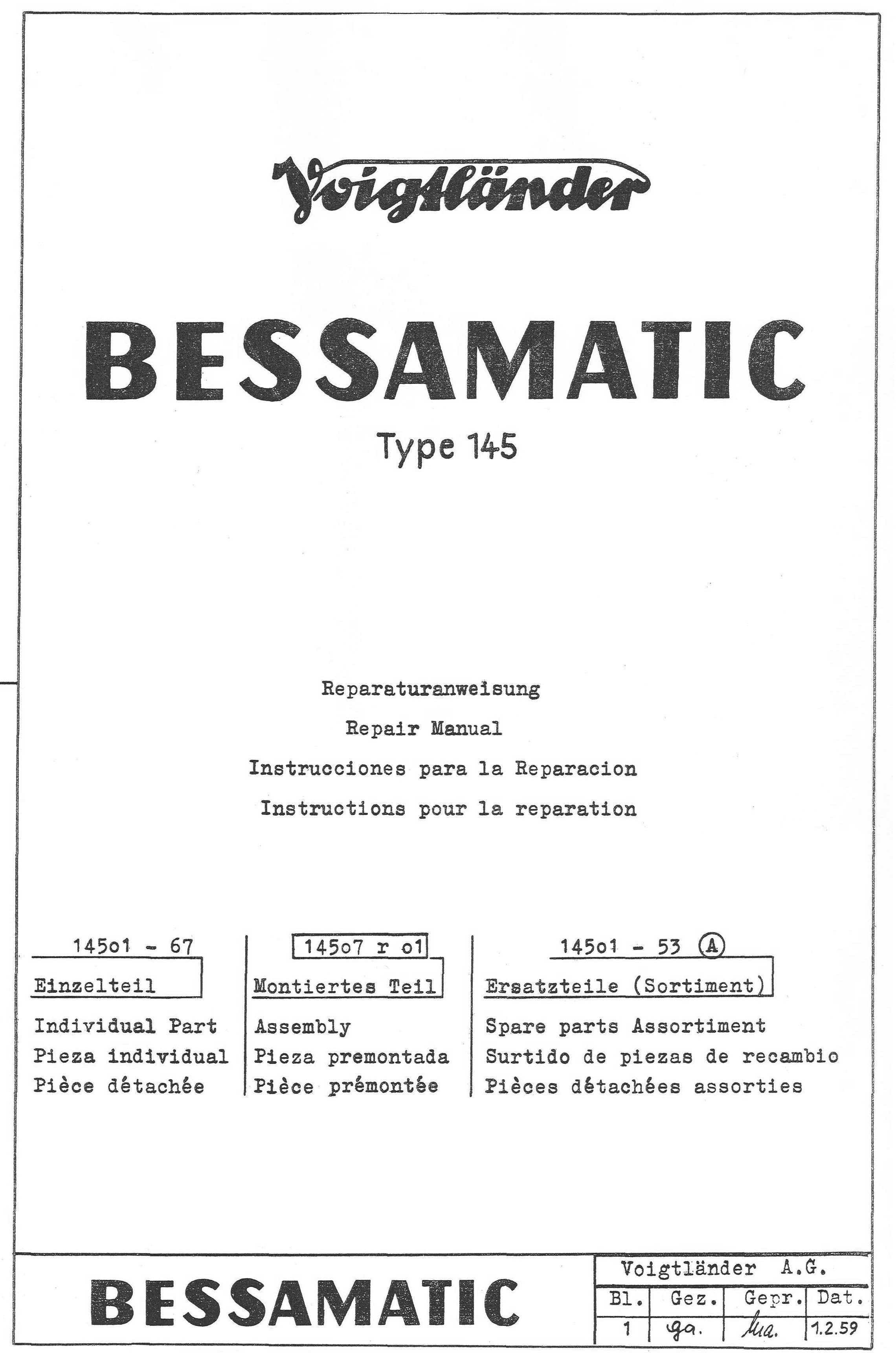 Voigtlander Bessamatic technical manual preview