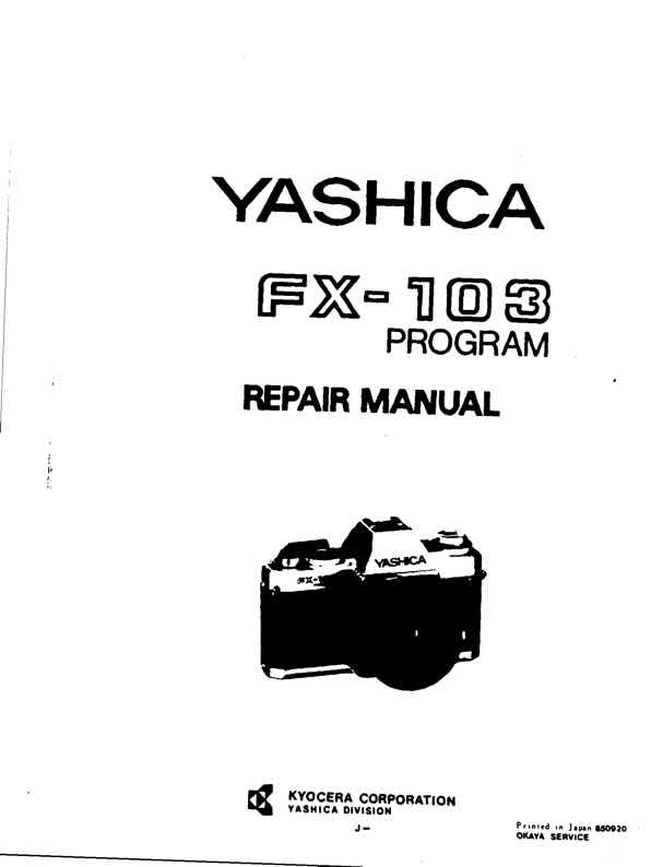 Yashica FX technical manual preview