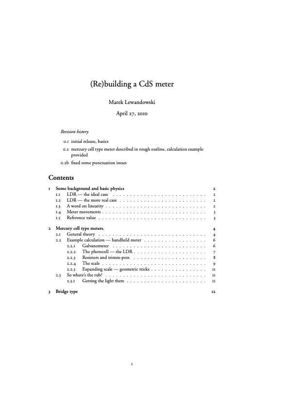 CdS Lightmeters technical manual preview