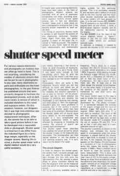 Elektor Shutter Speed Meter technical manual preview