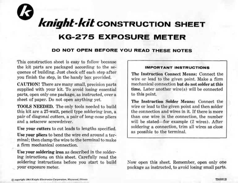 Knight Kit KG-275 technical manual preview