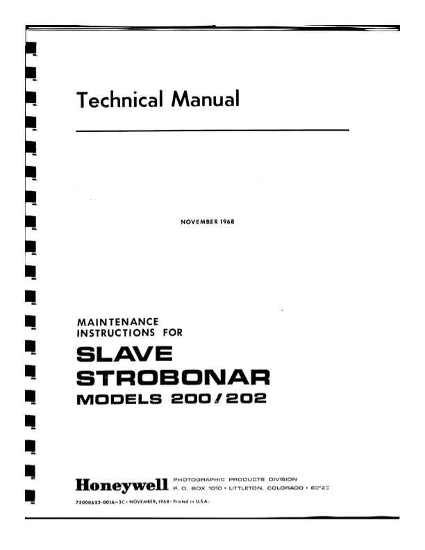 Honeywell 200-202 technical manual preview