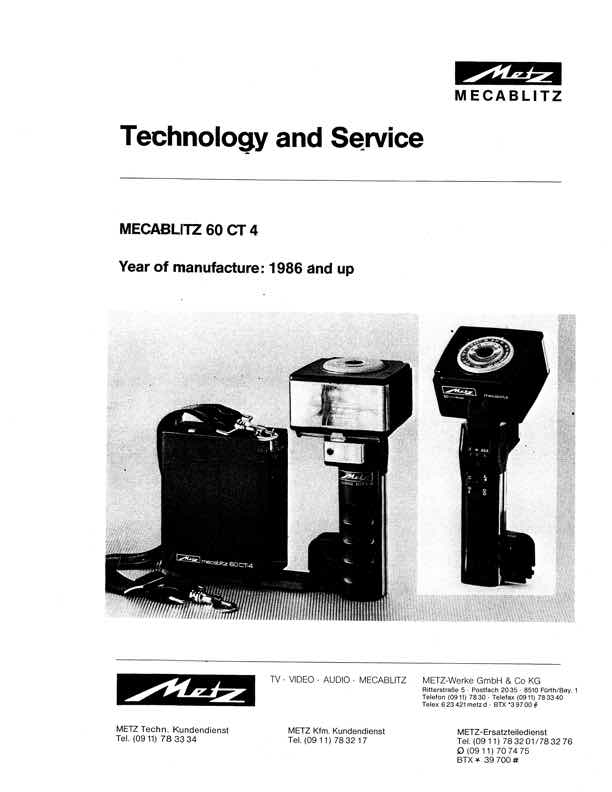 Metz 60 technical manual preview