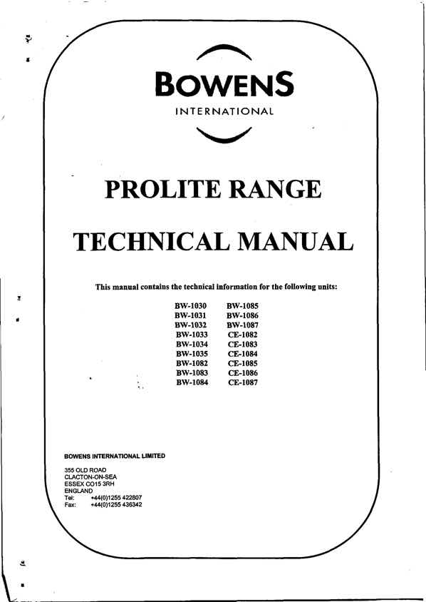 Prolite Bowens technical manual preview