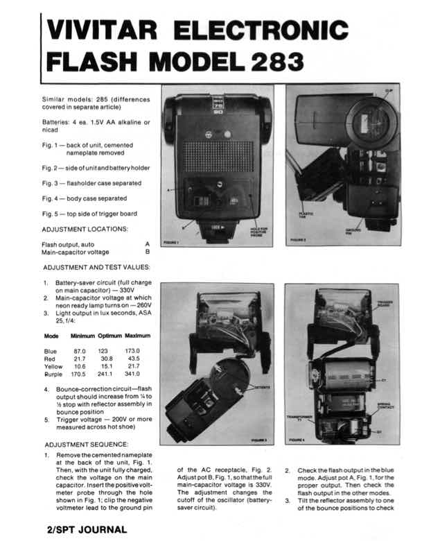 Vivitar 283 technical manual preview