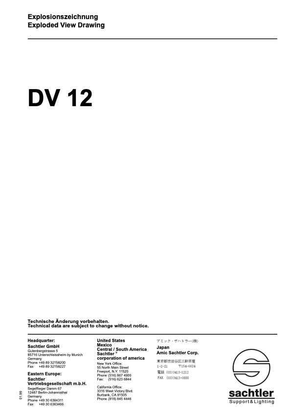 Sachtler DV12 technical manual preview