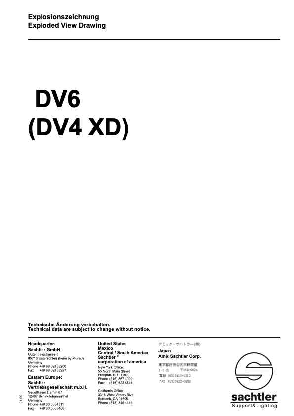 Sachtler DV6 (DV4 XD) technical manual preview