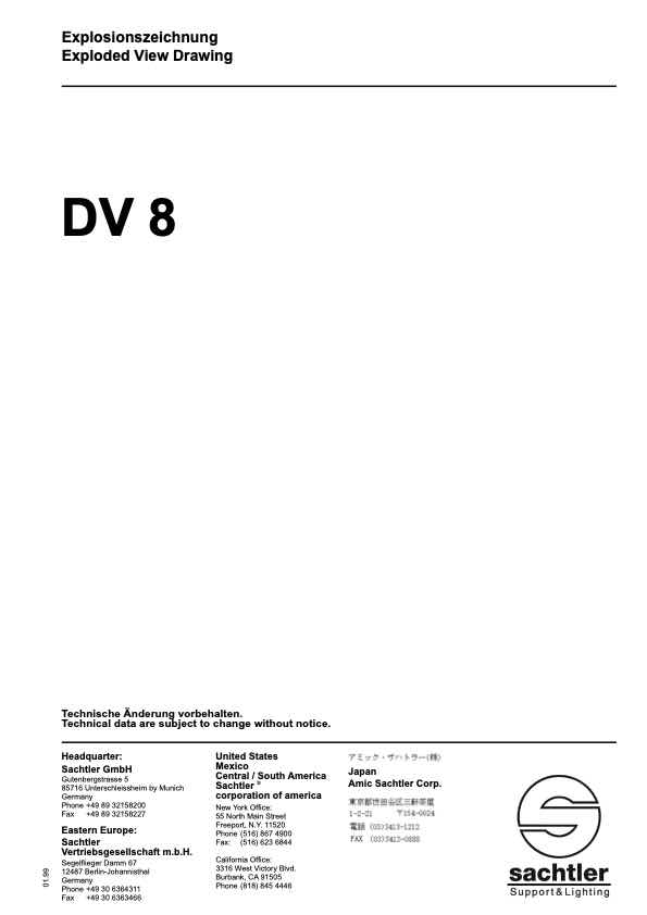 Sachtler DV8 technical manual preview