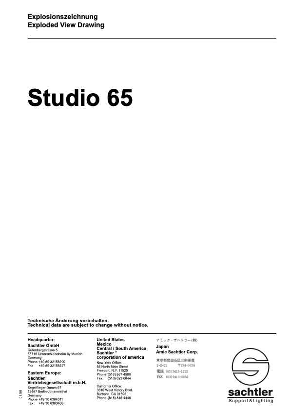Sachtler Studio 65 technical manual preview