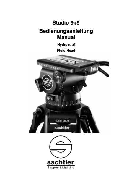 Sachtler Studio 9+9 technical manual preview
