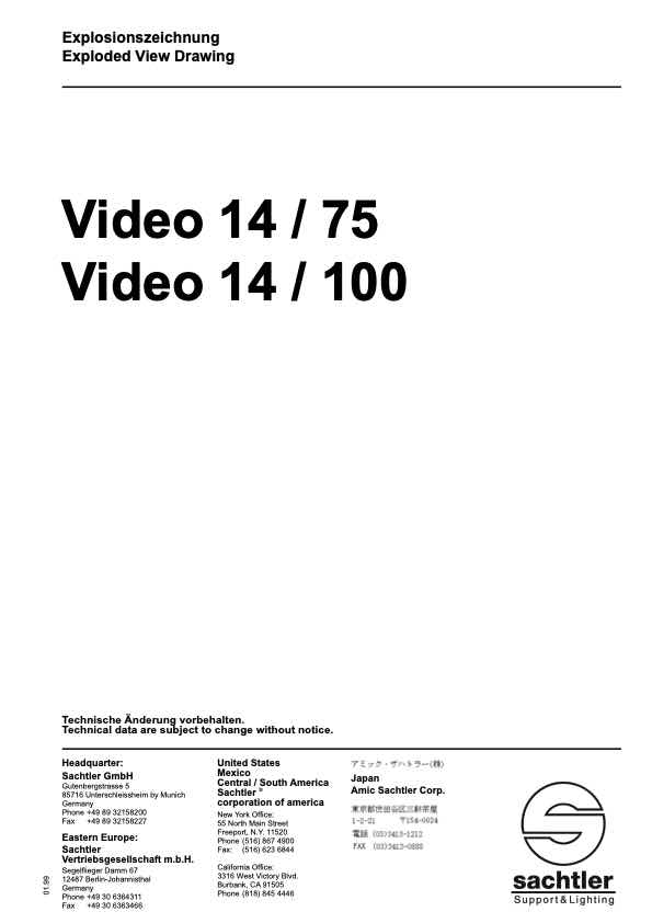 Sachtler Video 14_75 Video 14_100 technical manual preview