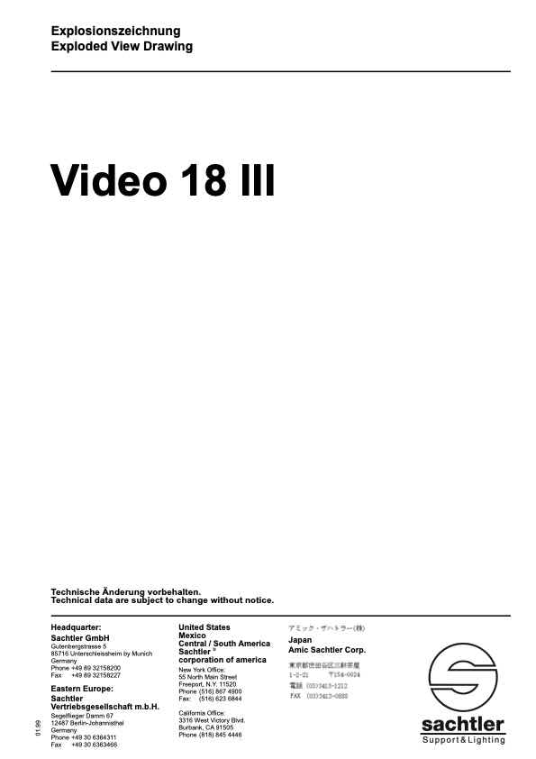 Sachtler Video 18 III technical manual preview