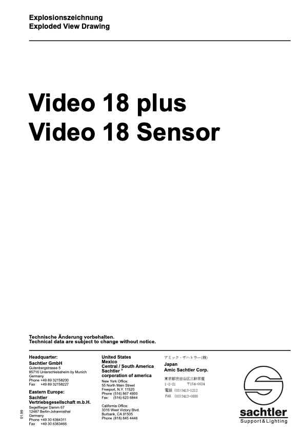 Sachtler Video 18 Plus Sensor technical manual preview