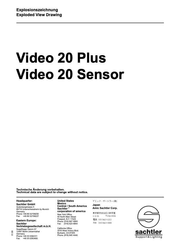 Sachtler Video 20 Plus Sensor technical manual preview
